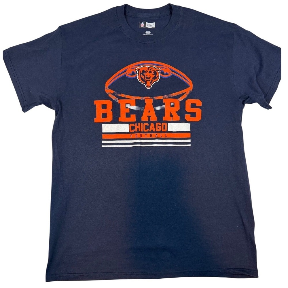 NFL Team Apparel Chicago Bears Mens Navy Blue Graphic T-Shirt Size M Football